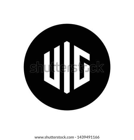 Initial Letter UIC Logo, Hexagon Letter on Black Cicle - Vector