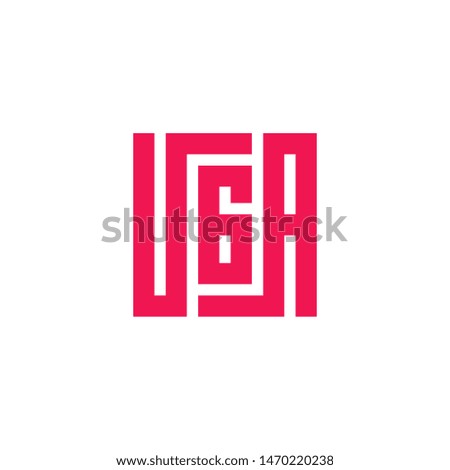 UGA Word. Modern Calligraphic Style. Cool Square Style Typography. Letter Logo Design Template Elements