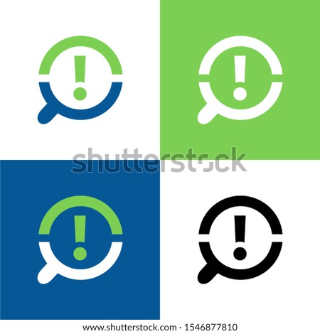 Magnifyng glass and exclamation mark logo icon, vector illustration design