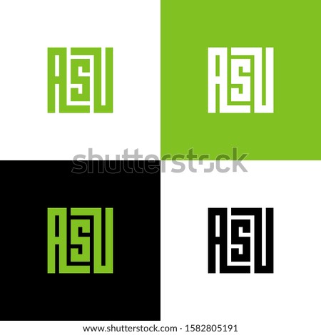 ASU logo letter design template, square shape typography, geometric vector illustration