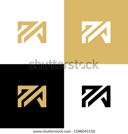 PA P A initial letter logo design template, gold and black color