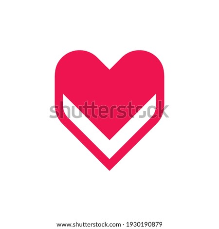 Red heart logo design, abstract love icon, isolated on white background