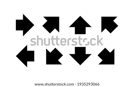 Bold arrow sign collection,  set of black arrows icons, isolated on white background - Vector