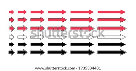 Set of arrow sign, red and black color arrows collection, isolated on white background