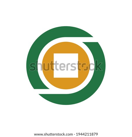 Square shape inside a circle, letter O money coin logo icon design template - Vector