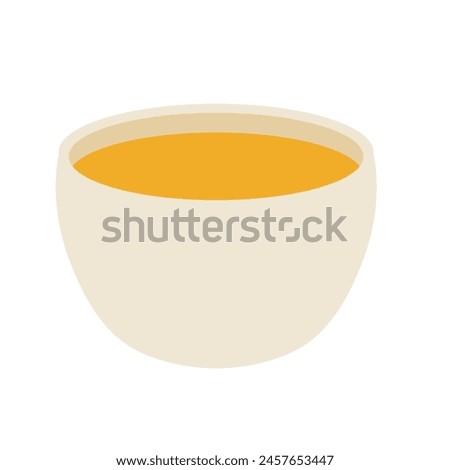 White tea cup isolated on white background, tea glass mug, flat design vector illustration