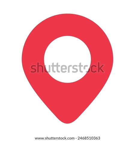 Map pointer icon, red location pin symbol, map marker sign, gps position symbol vector illustration, pin point logo icon flat design image

