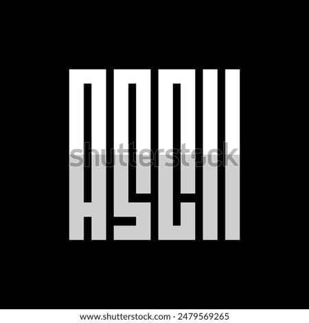 ASCII text logo design vector illustration, square geometric monogram logo, white on black background
