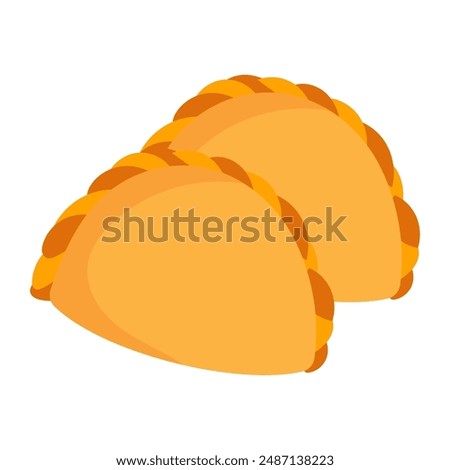 Curry puff or fried pastel vector illustration, kue kering pastel or kari pap clip art image, jalangkote curry puff icon