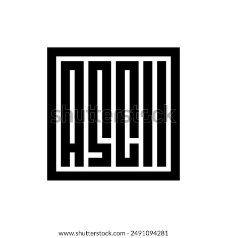 ASCII logo text design template vector elements, square geometric monogram logo illustration, isolated on white background