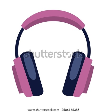 Purple headphone headset vector art, headphones illustration in flat design style, clip art image