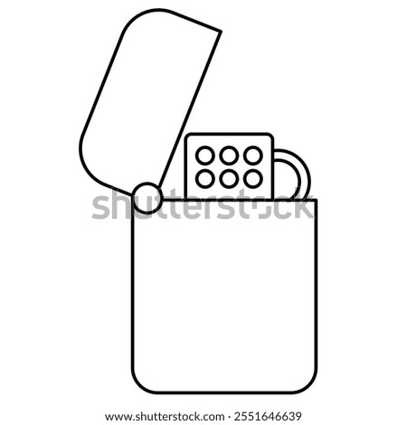 Gas lighter line art vector illustration, fire lighter outline clip art, firestarter line icon, isolated on white background