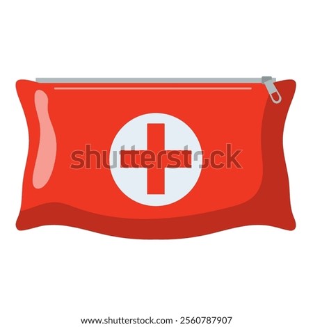 First aid kit flat icon, mini first aid kit pouch bag vector illustration, portable outdoor first aid bag clip art, pocket emergency medicine bag clipart