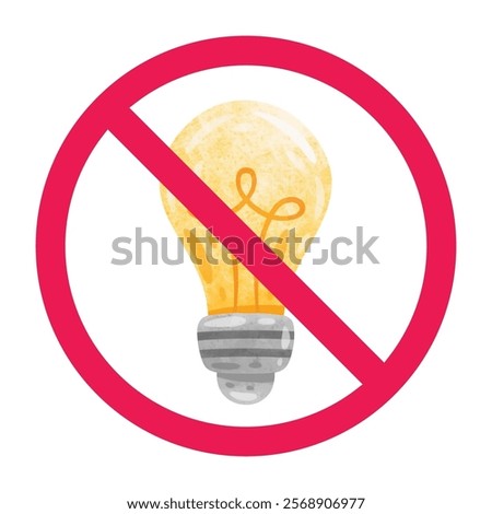 Forbidden light bulb sign, no lightbulb icon, prohibited lamp vector icon, no idea icon clip art