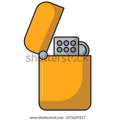 Yellow lighter icon, fire lighter vector illustration, lighter clip art, fire starter vector art, oil gass lighter vector icon, isolated on white background