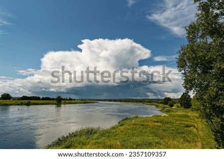 Similar – Foto Bild die Oder mit Grenzbrücken von oben