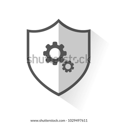 Flat Shield Icon - Gears