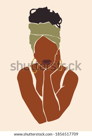Abstract woman portrait. Afro american black skin girl. Fashion illustration.