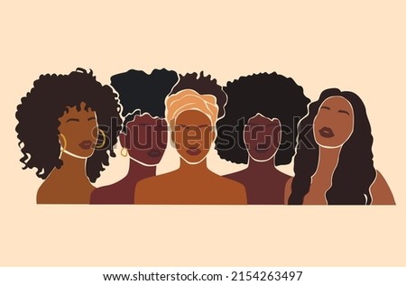 Black Woman Together Girt Power Print Poster. Black Abstract Portrait. 