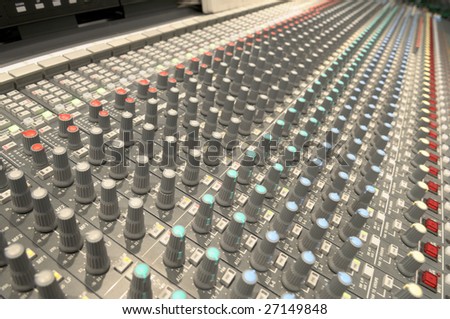 Sound mixer in TV studio.