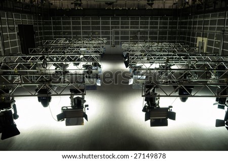 Lighting equipment of TV studio.