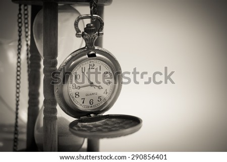 Old Clock and Hourglass Necklace