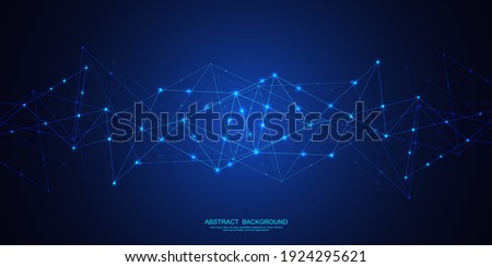 Abstract technology background with connecting dots and lines. Global network connection, digital technology and communication concept.