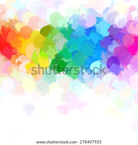 Rainbow round brush strokes background. Raster version