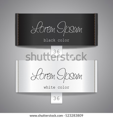Fabric elegant tag illustration label template black and white color and size