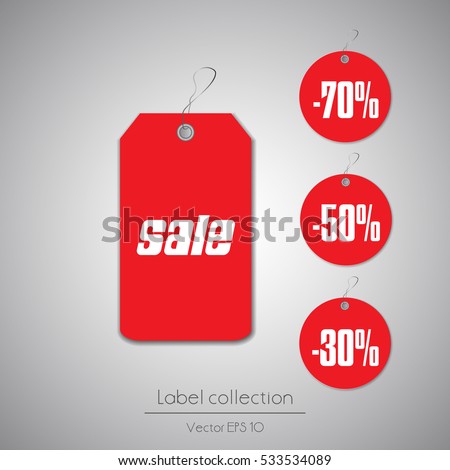 Label hanging tag collection illustration on gray background