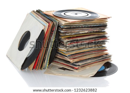 Pile of retro vinyl 45rpm singles records