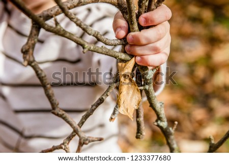 Similar – Image, Stock Photo Child with a stick at the water