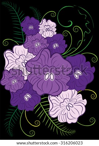 purple violet and purple flowers decorated