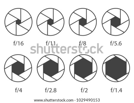 Creative vector illustration of camera shutter aperture with different iso isolated on transparent background. Art design monochrome diagrams collection. Abstract concept graphic element