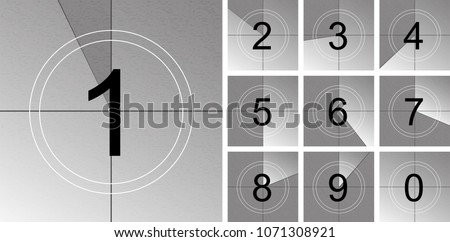 Creative vector illustration of countdown frame. Art design. Old film movie timer count. Vintage retro cinema. Abstract concept graphic element. Universal leader. Number one - 1 Stockfoto © 