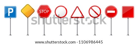 Creative vector illustration of road warning sign isolated on transparent background. Art design realistic blank traffic regulatory template. Abstract concept graphic empty banners mockup element