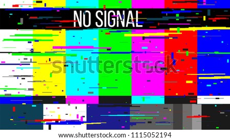 Creative vector illustration of no signal TV test pattern background. Television screen error. SMPTE color bars technical problems. Art design. Abstract concept graphic element
