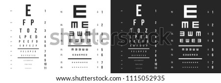 Creative vector illustration of eyes test charts with latin letters isolated on background. Art design medical poster with sign. Concept graphic element for ophthalmic test for visual examination