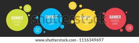Creative vector illustration of colorful circle text boxes set isolated on background. Overlay colors shape round banners art design. Fun label form. Paper style spot. Abstract concept graphic