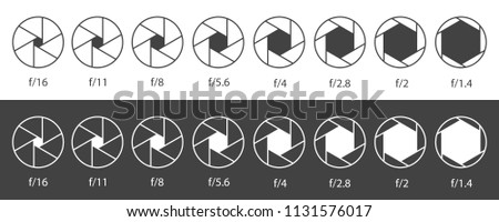 Creative vector illustration of camera shutter aperture with different iso isolated on transparent background. Art design monochrome diagrams collection. Abstract concept graphic element