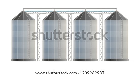 Creative vector illustration of agricultural silo storehouse for grain storage elevator isolated on transparent background. Art design farm template. Abstract concept graphic wheat, corn tank element