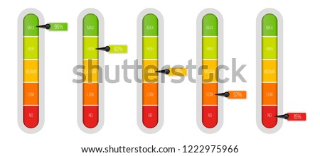 Creative vector illustration of level indicator meter with percentage units isolated on transparent background. Art design progress bar template. Abstract concept graphic slider infographic element