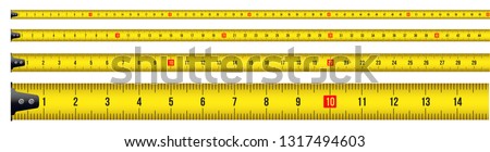 Creative vector illustration of tape measure, measuring tool, ruler, meter isolated on transparent background. Art design roulette template. Abstract concept graphic element ストックフォト © 