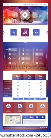 Abstract Creative concept vector one page website template isolated on background. Includes illustration interface, flat UI kit for web and UX mobile design, business infographic and social multimedia