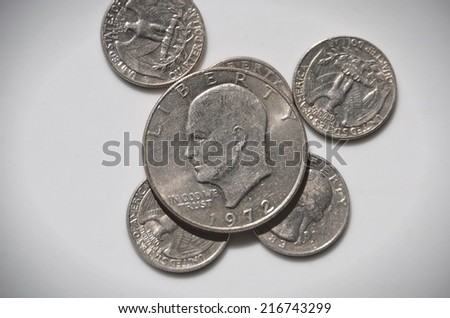Coins of one dollar and a quarter dollars (1972)
