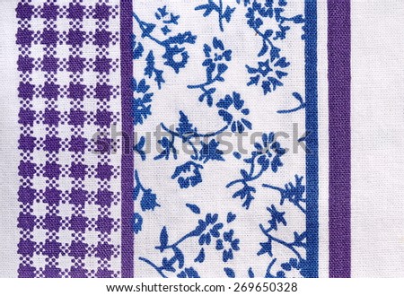 Dishtowel with purple checkered lines