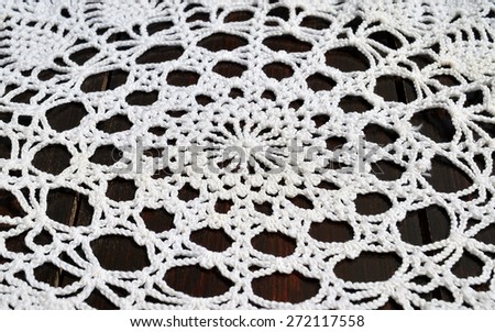 Detailed small round crochet tablecloth, handmade
