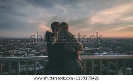 Similar – Image, Stock Photo Munich, urban romance, sunset, film set