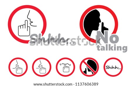 Silence no speaking, no talking, shhh. No Ban stop. Voice zzz sign silhouette please be quiet silent finger over lips sound off flat icon no speech shhh mute mouth hand stop forbad Caution, psssst