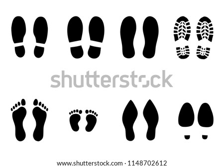 Human bare walk footprints shoes and shoe sole Kids feet and foot steps Vector baby footsteps icon or sign for print Kid step for trail Walking footstep and footprint for trekking or follow route sale